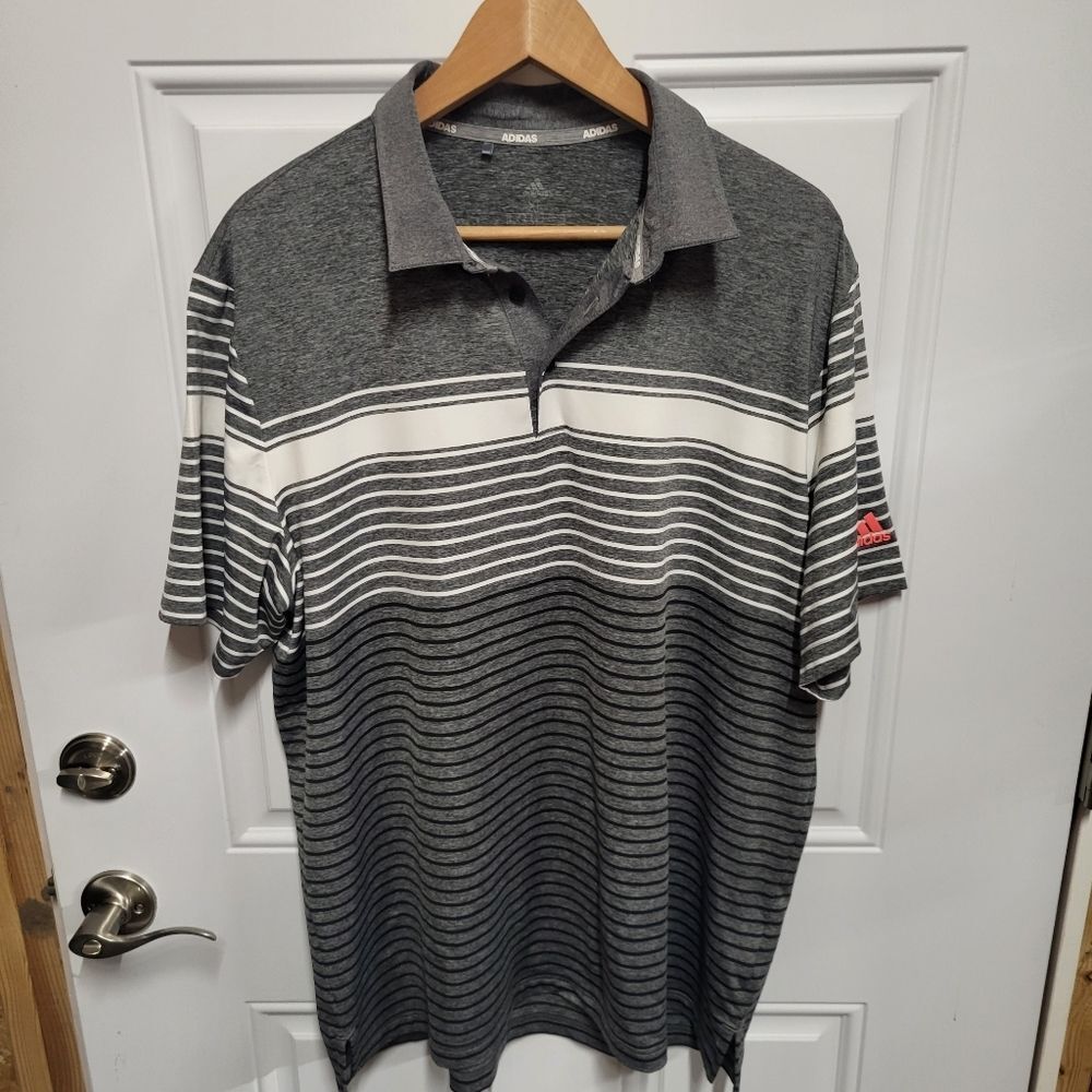 Adidas Men's Grey White Polo Shirt Size Xlg - Picture 4 of 5